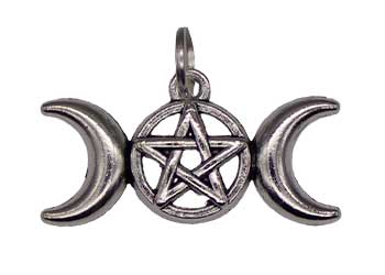 1 1/8 Triple Moon Pentagram amulet