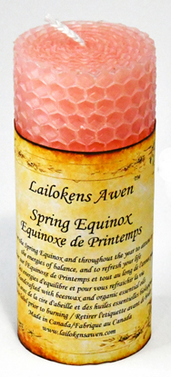 4" Spring Equinox Altar Lailokens Awen candle