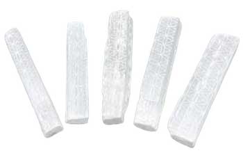 (set of 5) 4" Selenite Flower of Life mioni sticks