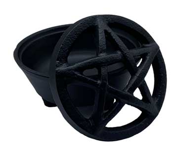 3 1/4" Pentagram cast iron cauldron/smudge pot