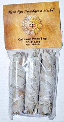 (set of 3) White Sage smudge stick 3-4"