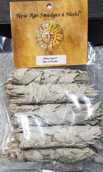 (set of 12) White Sage smudge stick 3 -4"